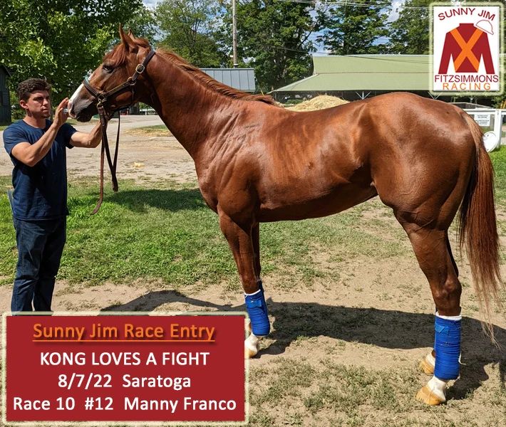 Good luck to Kong Loves a Fight and trainer Orlando Noda as he makes his Sunny Jim Fitzsimmons Racing debut today in the 10th race at Saratoga! Safe trip for jockey Manny Franco and the rest of the field. @nodaracing @manuelfranco19